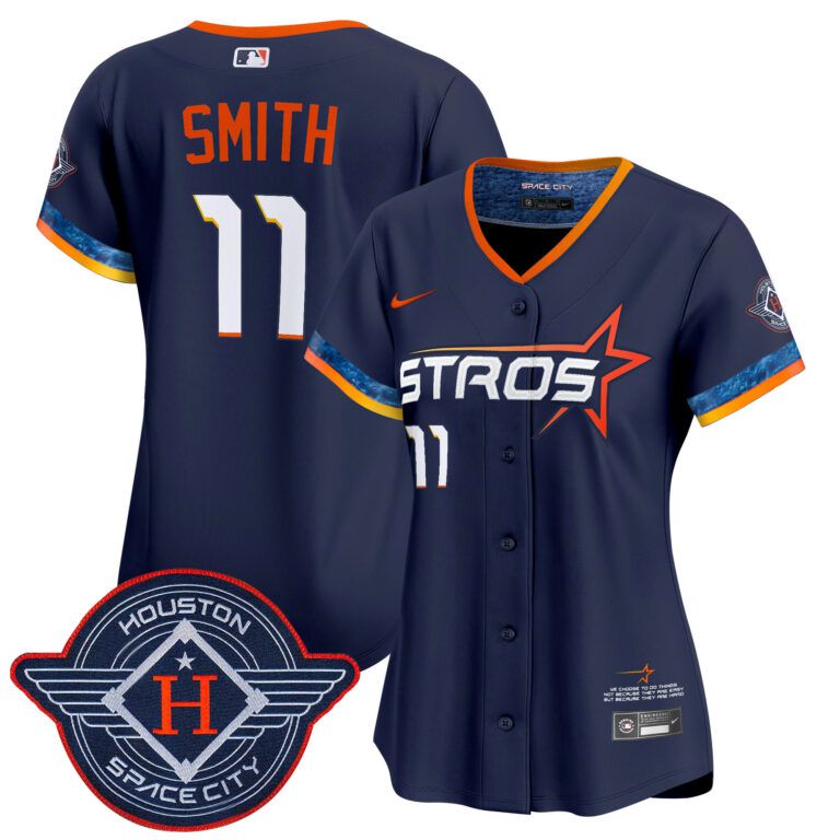 Women Houston Astros 11 Smith blue 2025 City Connect Vapor Limited Stitched Jersey